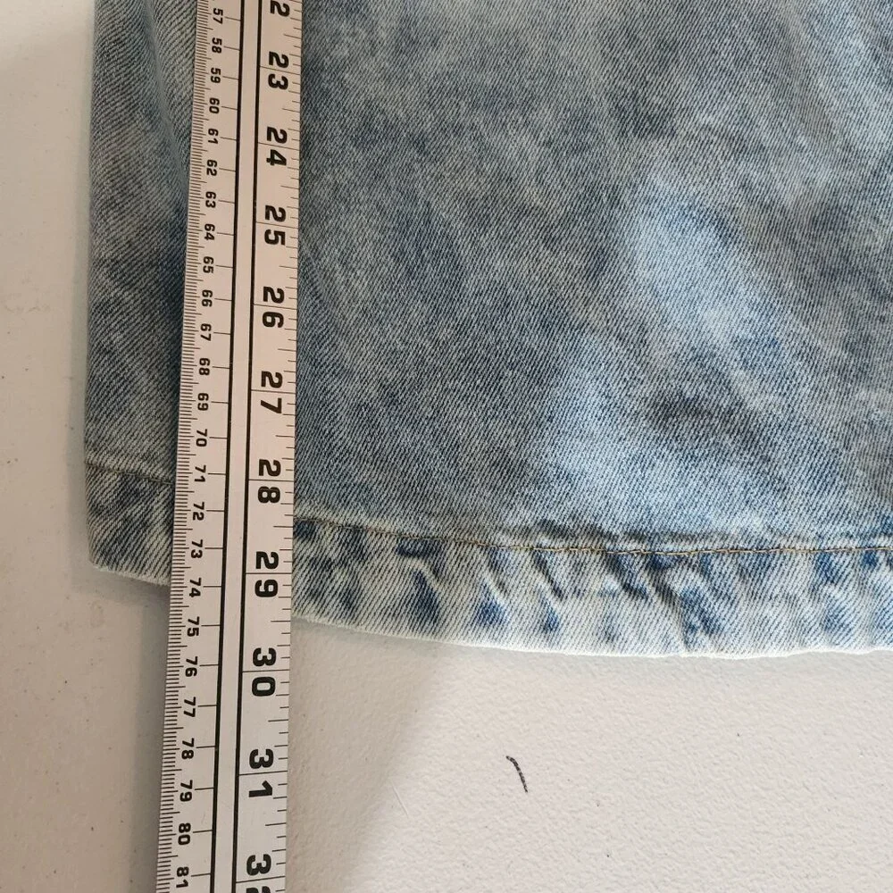 No Boundaries Acid Wash Denim Button-Up Shirt Y2K Long Sleeves Large